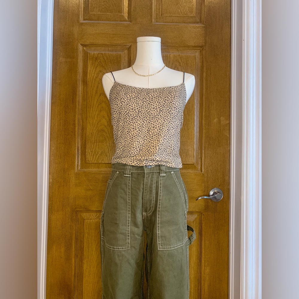 Leopard Print Tank Top + Green Cargo Pant